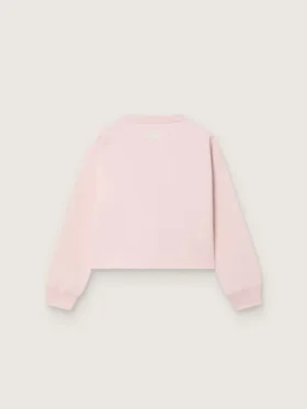 Krótka bluza dziewczynkowa „Star” z różowej bawełny z naszywką i logo