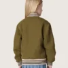 Kurtka bomberka unisex Journey z nylonowej tkaniny skośnej w kolorze wojskowej zieleni z haftowaną naszywką