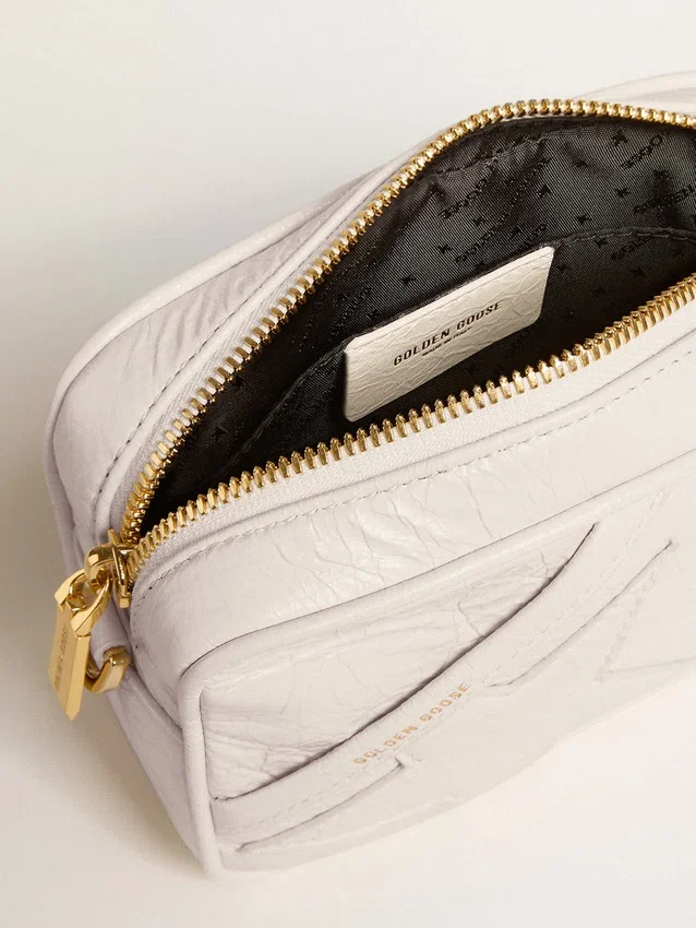 Mini Star Bag z białej jak masło skóry z gwiazdą w tym samym odcieniu