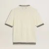 Męska koszulka polo z dzianiny w stylu „worn-white” z niebieskimi ściągaczami