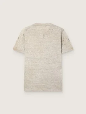 Męska koszulka z szarego dżerseju melanżowego z nadrukiem w stylu vintage