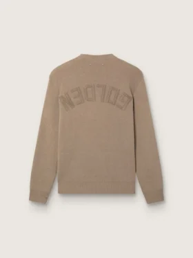 Męski sweter z jasnoszarej bawełny organicznej z haftowanym logo