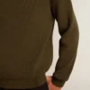 Męski sweter z okrągłym dekoltem z bawełny w kolorze wojskowej zieleni