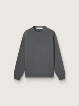 Męski sweter z okrągłym dekoltem z ciemnoszarej bawełny z logo z tyłu