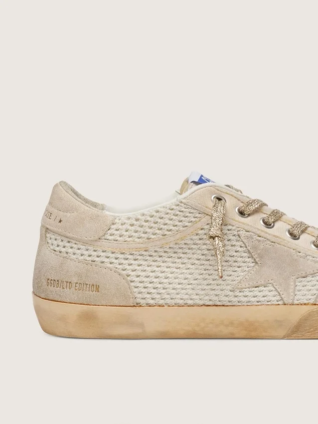 Damskie buty Super-Star LAB z siateczki z beżową gwiazdą z zamszu