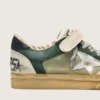 Męskie buty Ball Star LAB z zielonego zamszu ze srebrną skórzaną gwiazdą i czarną zamszową wstawką na pięcie