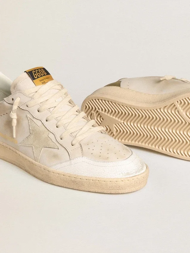 Męskie buty Ball Star LTD z beżową zamszową gwiazdą i platynową laminowaną skórzaną wstawką na pięcie