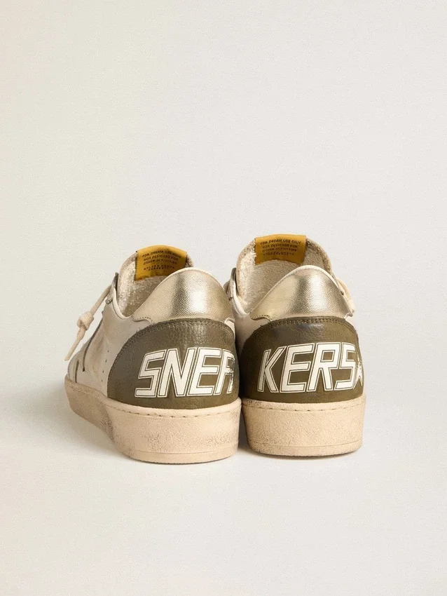 Męskie buty Ball Star LTD z beżową zamszową gwiazdą i platynową laminowaną skórzaną wstawką na pięcie