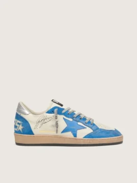 Męskie buty Ball Star LTD z białej skóry z jasnoniebieską skórzaną gwiazdą
