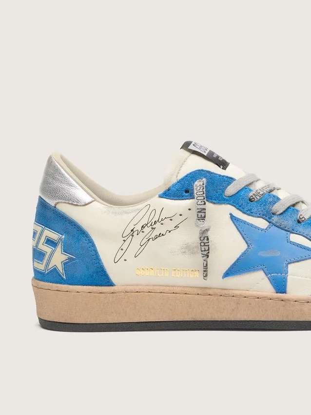 Męskie buty Ball Star LTD z białej skóry z jasnoniebieską skórzaną gwiazdą