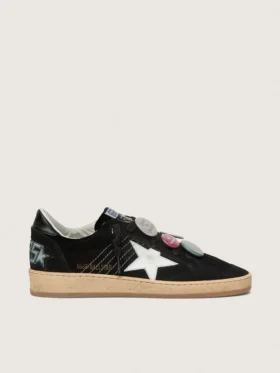 Męskie buty Ball Star LTD z czarnego zamszu z motywem Skór