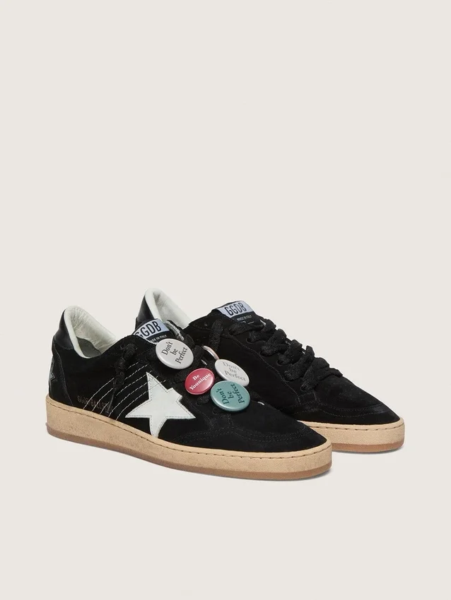 Męskie buty Ball Star LTD z czarnego zamszu z motywem Skór
