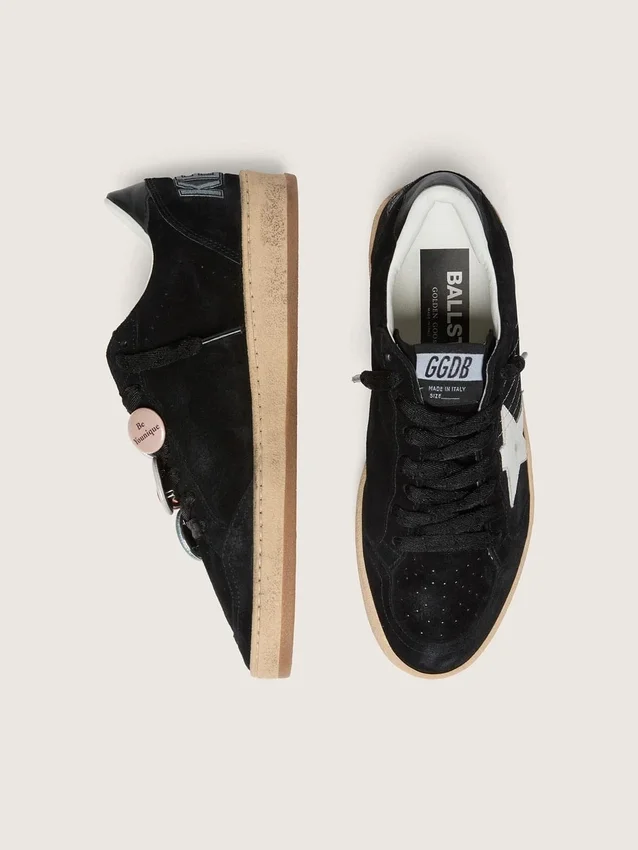 Męskie buty Ball Star LTD z czarnego zamszu z motywem Skór