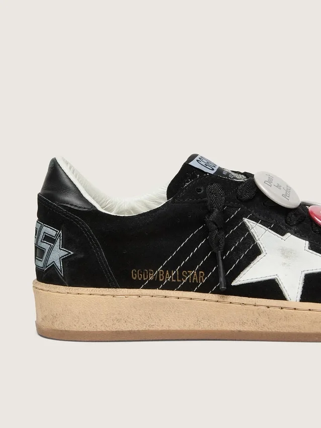 Męskie buty Ball Star LTD z czarnego zamszu z motywem Skór