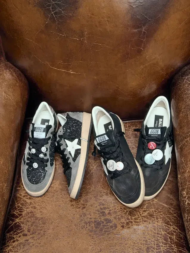 Męskie buty Ball Star LTD z czarnego zamszu z motywem Skór