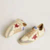 Męskie buty Ball Star LTD z nappa, z czerwoną skórzaną gwiazdą i szarym zamszowym paskiem na pięcie
