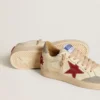 Męskie buty Ball Star LTD z nappa, z czerwoną skórzaną gwiazdą i szarym zamszowym paskiem na pięcie