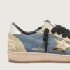 Męskie buty Ball Star LTD z niebieskiego zamszu w stylu dżinsowym z metaliczną złotą skórzaną gwiazdą