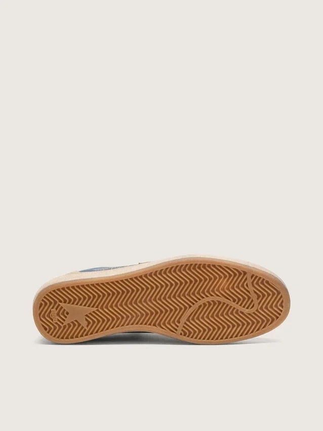 Męskie buty Ball Star LTD z niebieskiego zamszu w stylu dżinsowym z metaliczną złotą skórzaną gwiazdą
