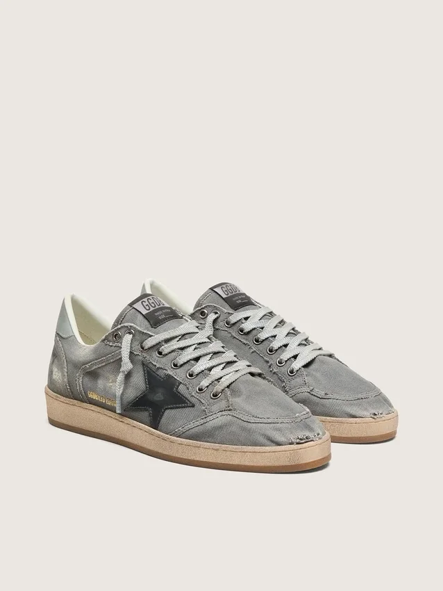 Męskie buty Ball Star LTD z szarego denimu z czarną skórzaną gwiazdą