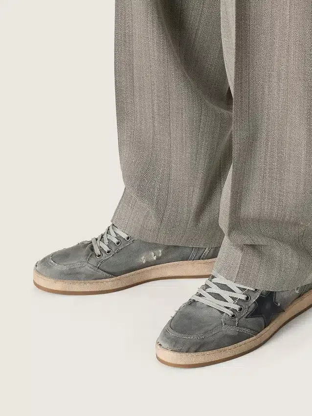 Męskie buty Ball Star LTD z szarego denimu z czarną skórzaną gwiazdą