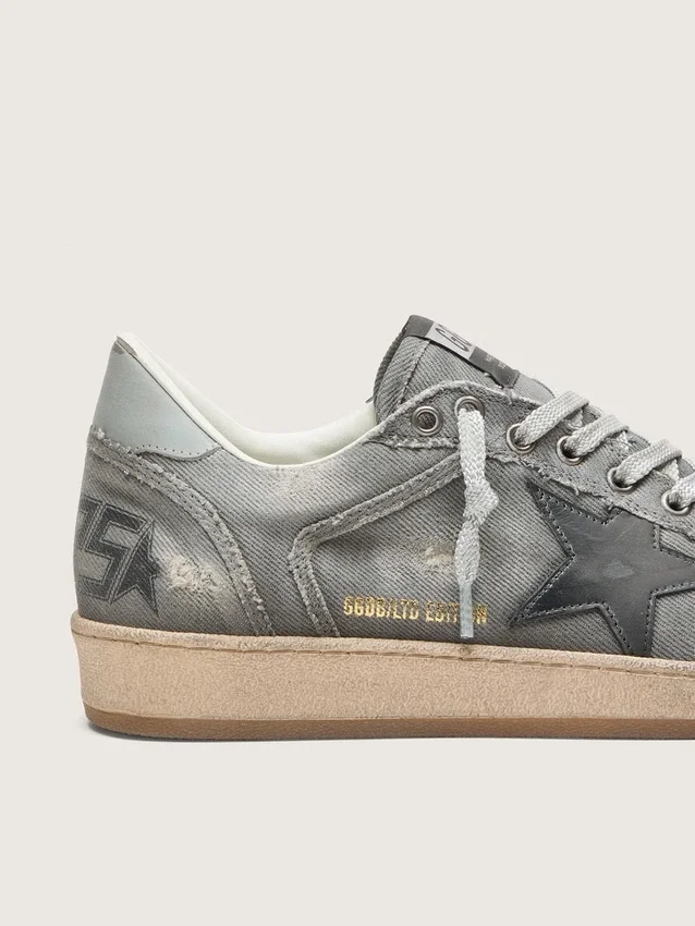 Męskie buty Ball Star LTD z szarego denimu z czarną skórzaną gwiazdą