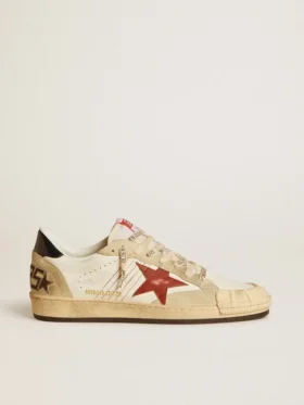 Męskie buty Ball Star LTD ze skóry nappa z czerwoną skórzaną gwiazdą i skórzaną wstawką na pięcie