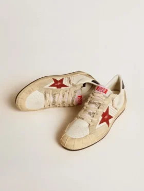 Męskie buty Ball Star LTD ze skóry nappa z czerwoną skórzaną gwiazdą i skórzaną wstawką na pięcie