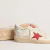 Męskie buty Ball Star na Walentynki z czerwoną skórzaną gwiazdą i czerwonym napisem Swarovski