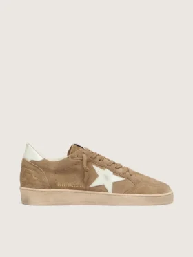 Męskie buty Ball Star z brązowego zamszu z białą skórzaną gwiazdą