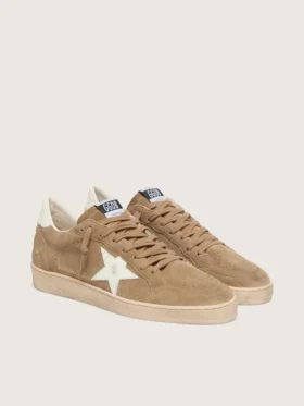 Męskie buty Ball Star z brązowego zamszu z białą skórzaną gwiazdą