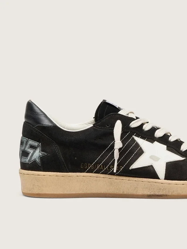 Męskie buty Ball Star z czarnego zamszu z białą skórzaną gwiazdą