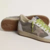 Męskie buty Ball Star z szarego zamszu z gwiazdą z zamszu w kolorze starej róży i beżową skórzaną wstawką na pięcie