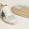 Męskie buty Ball Star z szarego zamszu z niebieską gwiazdą z nubuku i laminowaną skórzaną wstawką na pięcie