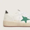 Damskie buty Ball Star z zieloną skórzaną gwiazdą i metaliczną skórzaną wstawką na pięcie