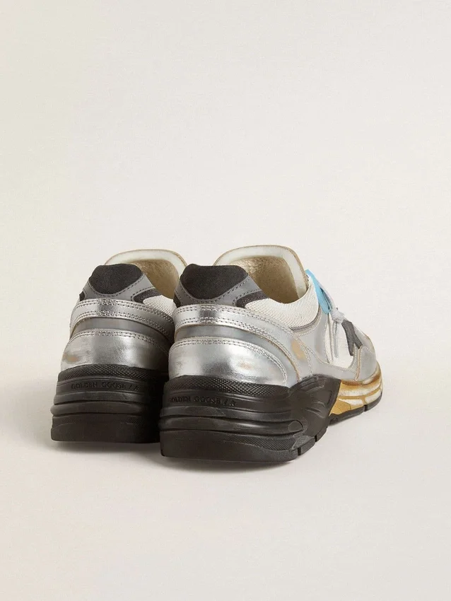Męskie buty Dad-Star z siateczki i skóry ze srebrną folią z czarną skórzaną gwiazdą