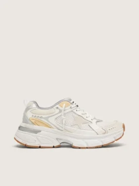 Damskie buty Lightstar z białej skóry i siateczki z gwiazdą w stylu „worn-white”