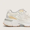 Damskie buty Lightstar z białej skóry i siateczki z gwiazdą w stylu „worn-white”