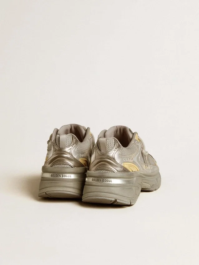 Męskie buty Lightstar z metalicznej skóry i srebrnej siateczki z szarą gwiazdą