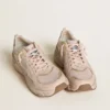 Męskie buty Lightstar z różową cholewką ze skóry i siateczki oraz różową gwiazdą