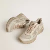 Męskie buty Lightstar z skóry w kolorze gołębiej szarości i siateczki z beżową gwiazdą z TPU