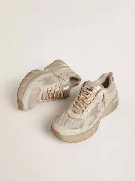 Męskie buty Lightstar z skóry w kolorze gołębiej szarości i siateczki z beżową gwiazdą z TPU