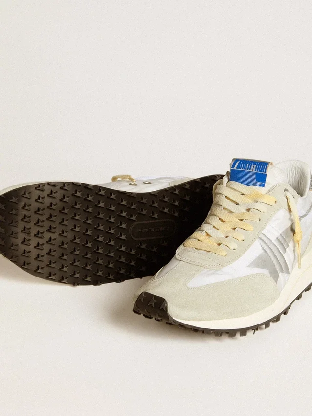 Męskie buty Marathon z białą nylonową cholewką i srebrną gwiazdą