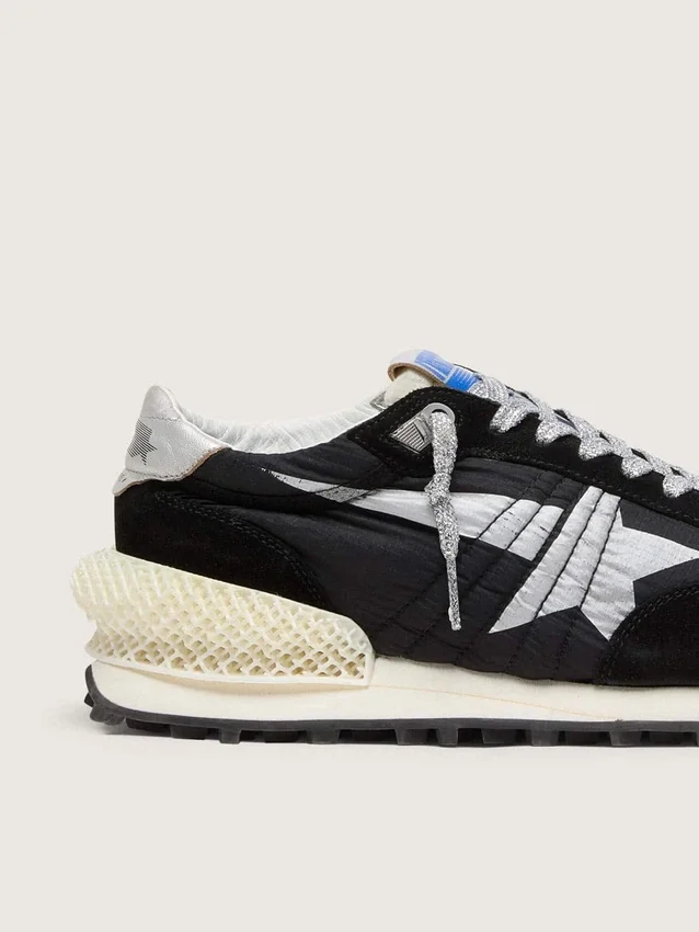 Męskie buty Marathon z cholewką z czarnego nylonu ripstop i srebrną gwiazdą