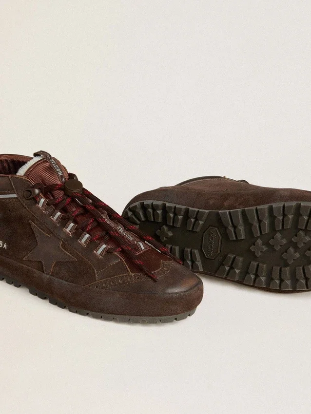 Męskie buty Mid Star Ski z brązowego zamszu z skórzaną gwiazdą i zamszową wstawką na pięcie