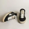 Męskie buty Mid Star z czarnej skóry nappa i zamszu z białą skórzaną gwiazdą