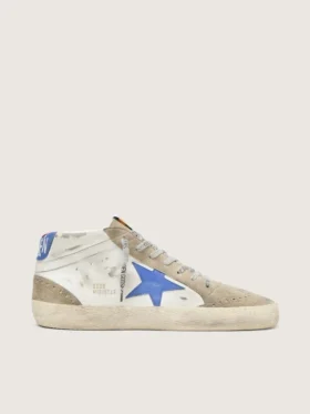 Męskie buty Mid Star z niebieską skórzaną gwiazdą i wstawkami z zamszu w kolorze gołębiej szarości