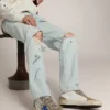 Męskie buty Mid Star z niebieską skórzaną gwiazdą i wstawkami z zamszu w kolorze gołębiej szarości