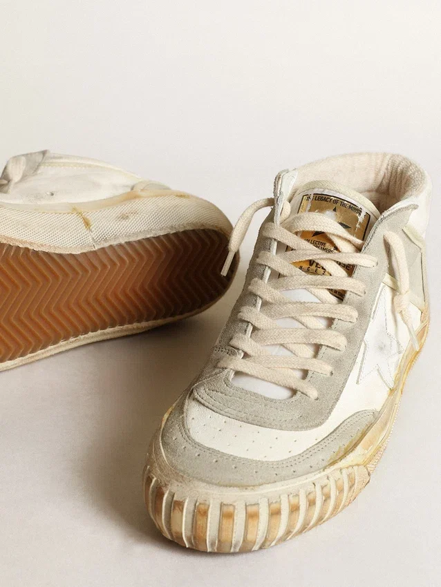 Męskie buty Mid Star z wstawkami z zamszu w kolorze lodowej szarości i białą gwiazdą