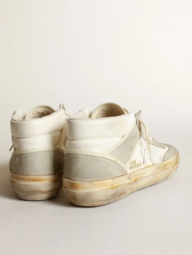 Męskie buty Mid Star z wstawkami z zamszu w kolorze lodowej szarości i białą gwiazdą